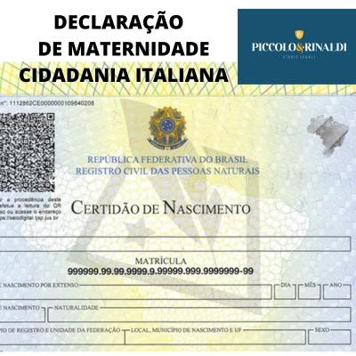 declaração maternidade cidadania italiana